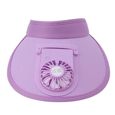 Imagem de Chapéu de Ventilador, 3 Velocidades de Vento, Ventilador de Longa Resistência, Chapéu de Resfriamento, Fivela Ajustável Com Cabo de Carregamento USB para Viagens (Roxo)
