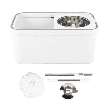 Imagem de MOP e Balde Com Conjunto de Redes, Esfregão de Giro de 360 ​​° e Balde Com água Suja Separada, Sistemas de Limpeza do Piso da Caçamba Com Blocos de Esfregaço e Alça Ajustável