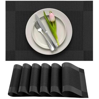 Imagem de Kit Conjunto De Mesa Com 4 E 6 Jogos De Pratos Conjunto De Mesa De Jantar(6,PRETO)
