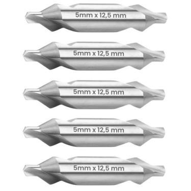 Imagem de Kit 5 Broca de Centro 5mm x 12,5mm HSS - IRVEN