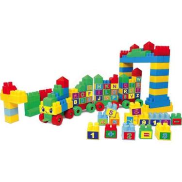 Imagem de Brinquedo para Montar TRENZINHO/ALFAB 128PCS C/80ADE - GGB PLAST