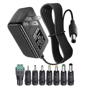 Imagem de FTUINL Adaptador De Fonte De Alimentação Ca 12V 2A 1A Com 8 Pontas, Cabo De Carregador De Substituição Regulado De 12 V E 2000 Ma Para Fita De Led, Câmera Cctv, Alto-Falante Bluetooth, Gps, Webcam,