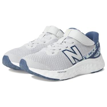 Imagem de New Balance Tênis de corrida infantil Fresh Foam Arishi V4 Hook and Loop, Material cinza/índigo vintage/água melão, 14