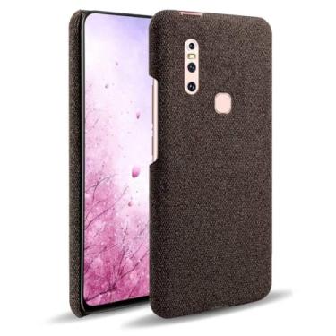 Imagem de Capa para vivo V15,Capa desenhada em lona,Case Protetora Ultrafina com Empunhadura Macia,Design em Tecido Antichoque e Antiarranhões-Brown