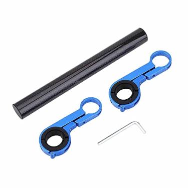 Imagem de Bicicleta Suporte de suporte do guidão duplo para o suporte para montagem para lanterna leve de lanterna de lanterna de fibra de carbono Alumínio azul preto azul 20,2cm 7.9in 131g (Azul)
