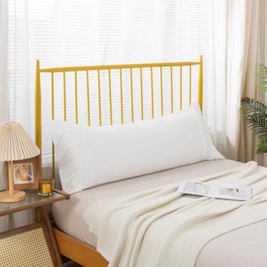 Imagem de H HOUSEHOLD Capa de almofada branca de 50 x 137 cm com babados artesanais, microfibra lavada ultramacia, capa de travesseiro com laço vintage francês country com babados 1 pacote