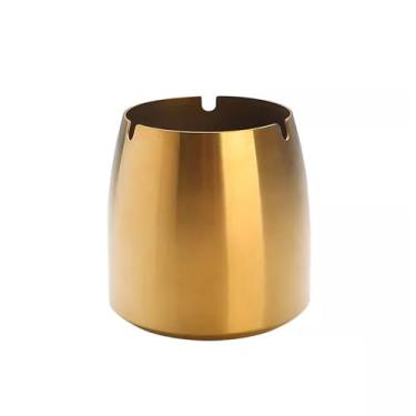 Imagem de Cinzeiro Cinzeiro externo sem tampa, cinzeiro interno, cinzeiro à prova de vento de aço inoxidável, grandes decorações de mesa para barra de metal externa. Cinzeiro de Mesa(Gold,X-Large)