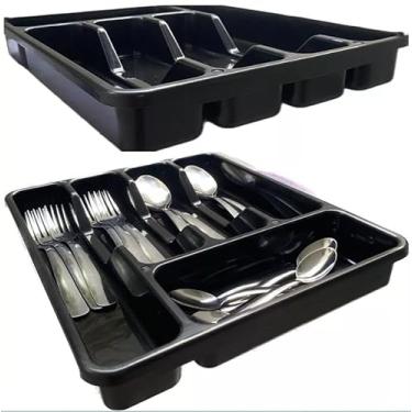 Imagem de Organizador Porta Talher Cozinha Gaveta Divisória (Preto)
