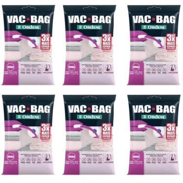 Imagem de Kit 6 Vac Bag Jumbo Ordene 110x100cm Saco a Vácuo Plástico Edredom Casacos