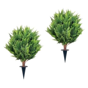 Imagem de IEUDNS Planta artificial de jardim 2x com ornamentos reutilizáveis ​​de estaca Plantas falsas plantas de cupimentos falsos pátio de fazenda pátio interno de