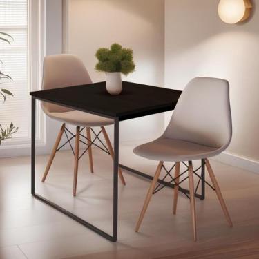 Imagem de Mesa de Jantar 80x80cm Design Industrial Compacto para 4 Pessoas em MD