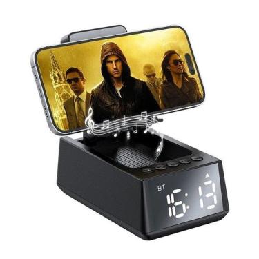 Imagem de Suporte para Celular com Despertador digital e Alto-Falante Sem Fio Bl