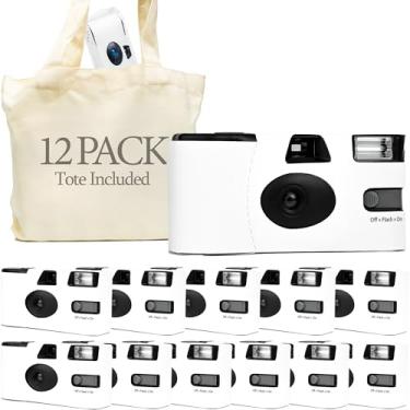 Imagem de H&H Photo Supply Câmeras descartáveis brancas para casamento (pacote com 12) – Conjunto de câmeras descartáveis de luxo perfeito para casamentos! – Inclui bolsa de transporte e desconto de