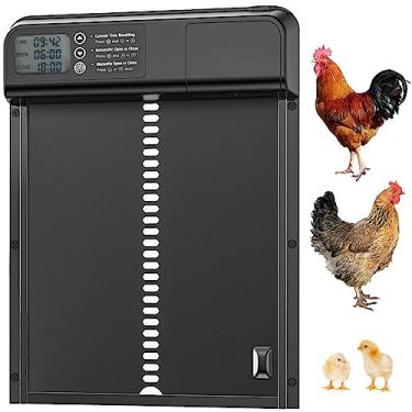 Imagem de Porta automática para galinheiro - Porta de galinheiro automática de alumínio espesso DINSLIA alimentada por bateria com tela LCD temporizador - Porta de galinheiro à prova d'água