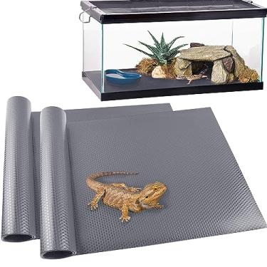 Imagem de TCYPUHL Tapete de réptil, tapete de réptil, dragão barbudo, substrato de lagartixa de leopardo, piso de tanque de dragão barbudo, cobra, roupa de cama de tartaruga, acessórios de tanque de dragão barbudo (45,7 cm x 2 cm, 2 peças, cinza)
