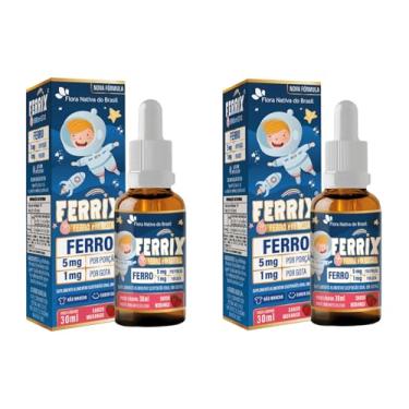 Imagem de 2x Ferrix (ferro 3mg/porção) kids 30ml sabor morango Flora Nativa