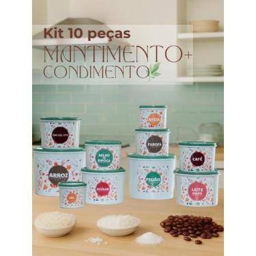 Imagem de Kit de Mantimentos Linha Floral  Organização com Delicadeza 10 Potes -