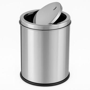 Imagem de Lixeira cesto Lixo Tampa Basculante Multiuso Inox Banheiro Cozinha Esc
