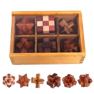 Imagem de Puzzles de quebra-cabeças de madeira VolksRose IQ Challenge Set, 6 uni