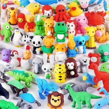 Imagem de Borrachas de lápis URSKYTOUS, 60 peças, quebra-cabeça 3D de animais pa