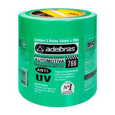 Imagem de Fita Crepe Adesiva Verde 766 Automotiva Anti UV 48mmx50m c/2 - Adelbras