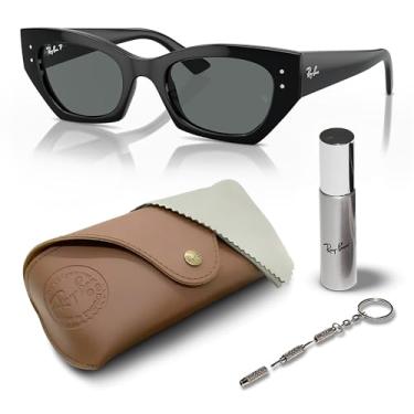 Imagem de Ray-Ban Óculos de sol RB4430 ZENA BIO-BASED com formato quadrado redondo para homens e mulheres com kit oficial RAYBAN Eyewear, Armação preta | Lente cinza escuro, 52 mm