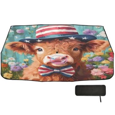 Imagem de Chapéu de vaca EUA Protetor solar retrátil para proteção de isolamento térmico de carro sombra de janela de carro 147 x 75 cm guarda-chuva de carro