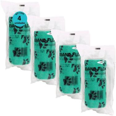 Imagem de Atadura 10cm Verde Com PatinhasBand-FlexAutoadesiva Para Animais Farex