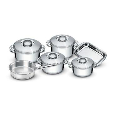 Imagem de Jogo De Panelas Tramontina Solar Em Aço Inox Fundo Triplo 6 Peças