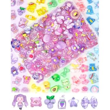 Imagem de FIVEIZERO Conjunto de 100 pingentes fofos de geleca – berloques de resina kawaii flatback para artesanato, mini enfeites de acrílico decoden para capas de telefone, álbuns de recortes e decoração DIY