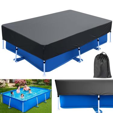 Imagem de OIOYLEY Cobertura Retangular Para Piscina 87X59 Com Cordão De 2,13 M X 4 Acima Do Solo 86 59 Protetor Estrutura Solar 87X60 Inverno Frio E Resistente A Raios Uv, À Prova Poeira