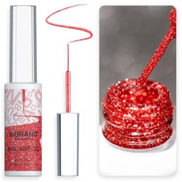 Imagem de BURANO Delineador De Esmalte Em Gel Holográfico, Design Com Glitter Refletivo, 1 Frasco, Pincel Fino Embutido, Cromado, Cura Necessária, 8 Ml (Cx18)