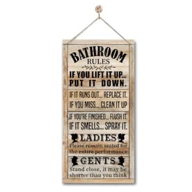 Imagem de Gkwa Placas De Banheiro Rústicas E Engraçadas - Decoração Parede Western Farmhouse Rules E1