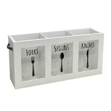 Imagem de Ｂｅｓｇａ Suporte para utensílios de cozinha Crock Morden com 3 compartimentos, suporte versátil para talheres, recipiente de armazenamento para, Branco