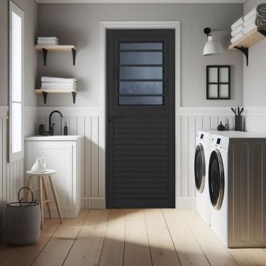 Imagem de Porta de Aluminio Basculante 210x80cm Sólida Preto