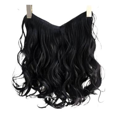 Imagem de Aplique de Cabelo em Tela Formato U, Fibra Orgânica, Ondulado, 40cm, 130g, Preto, Repicado com Camadas Longas