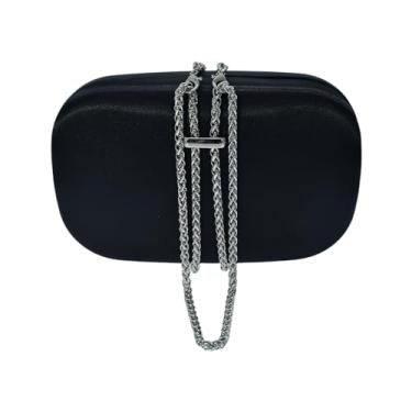 Imagem de HUANG ZHUANG Elegante bolsa de veludo cetim noite bolsa feminina bolsa de festa bolsa de noiva para casamento baile formal, Preto