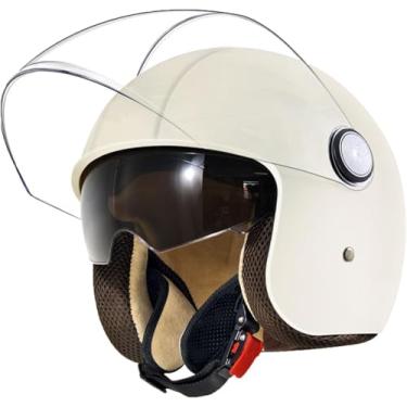 Imagem de Capacete De Motocicleta De Rosto Aberto Pela Metade Com Viseira Capacete De Motocicleta Meio Capacete Aprovado Pelo Dot Personalizado Retrô Meio Capacete Cachecol Scooter Capacete De, White
