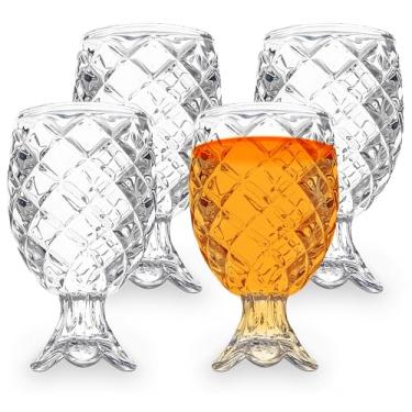 Imagem de QUAFFER Tiro de abacaxi (conjunto de 4) – Mini copos de uísque clássico, vodca, tequila, xerez, conhaque cordial, perfeito para festas, bares, eventos, bar em casa