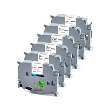 Imagem de Womiten Compatível com fita Tz branca laminada Brother 12 mm .47, uso interno ou externo, resistente à água, TZE2316PKB TZE231, refis de etiquetadora Ptouch para PT-D210, PT-D220, PT-H110, PT-D410