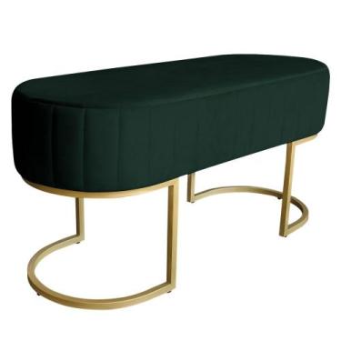 Imagem de Banco Recamier Estofado Luana Base Gold Veludo Verde - Montanaris Deco