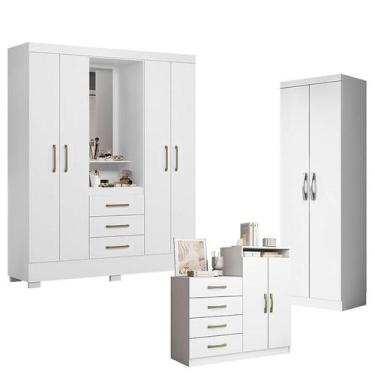 Imagem de Guarda Roupa Solteiro Paris 2045150 com Armário Multiuso 2 Portas New 