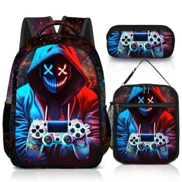Imagem de jvycjlu Conjunto de mochila de jogos para meninos, mochila de jogos, lancheira para meninos e bolsa de lápis para crianças, 42 cm, Game-lmwj-10, GAME-LMWJ-10, Mochilas de viagem