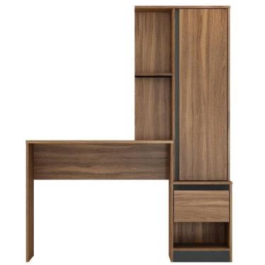 Imagem de Escrivaninha Com Armário Office Luna Amêndola/grafito - DEMÓBILE