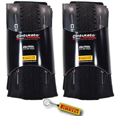 Imagem de Pirelli Pneu de bicicleta de estrada Cinturato Gravel H TLR 45-622 (700 x 45c) - Composto SpeedGrip, tipo Clincher, pneu de bicicleta pronto sem câmara com chaveiro 700 x 45c (pacote com 2)