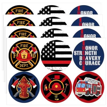 Imagem de Honoson 360 Pcs Assorted Firefighter Sticker Sheet Pack 1.5 Inch Sheet Fighter Stickers Fireman EMT USA Fire Theme Event Supplies Party Decoration Holiday Gifts