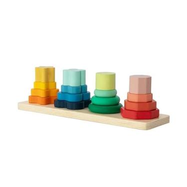 Imagem de Hi Pando Brinquedo Educativo Madeira Torre de Formas Geométricas