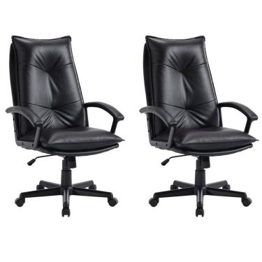 Imagem de Kit 2 Cadeiras para Escritório Denver Courino Preto