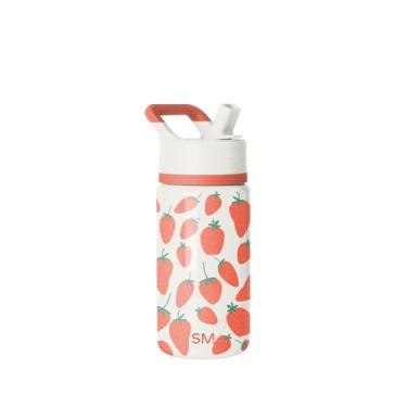 Imagem de Simple Modern Garrafa de água Kids Summit com tampa de canudo | Copo de aço inoxidável de 400 ml com isolamento térmico para meninas, escola | Morangos em creme