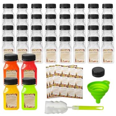 Imagem de Garandad 36 garrafas de plástico de 118 ml com tampas, garrafas de suco com tampas, recipientes de bebidas transparentes reutilizáveis para suco, leite e outras bebidas